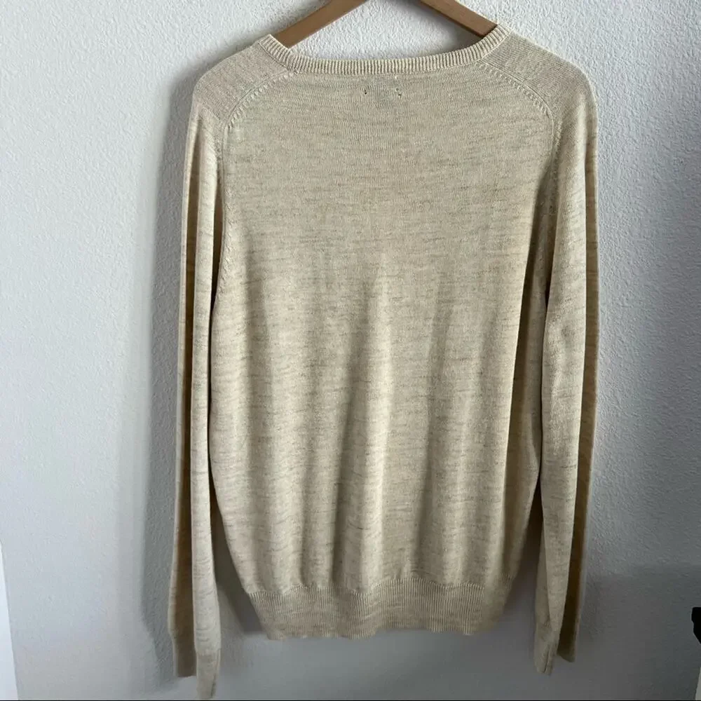 J. Crew Neutral Linen Wool Alpaca Blend Sweater Long Sleeve Shirt Large